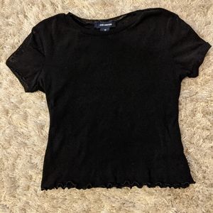 Vtg 90s Fine Mesh Crop Top with Lettuce Trim
